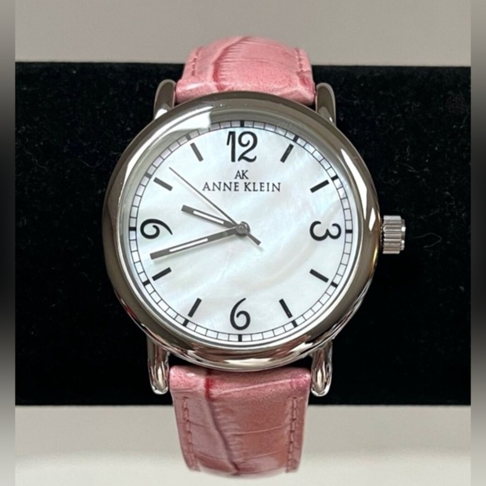 Anne Klein Women’s 38mm Dial Watch Pink Leather Band Wristwatch Battery needed